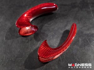 FIAT 500 Steering Wheel Trim - Lateral Side Trim Set - Carbon Fiber - Red Candy